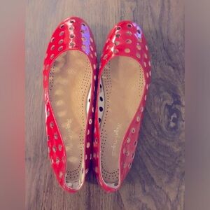 Adorable perforated dots red flats.